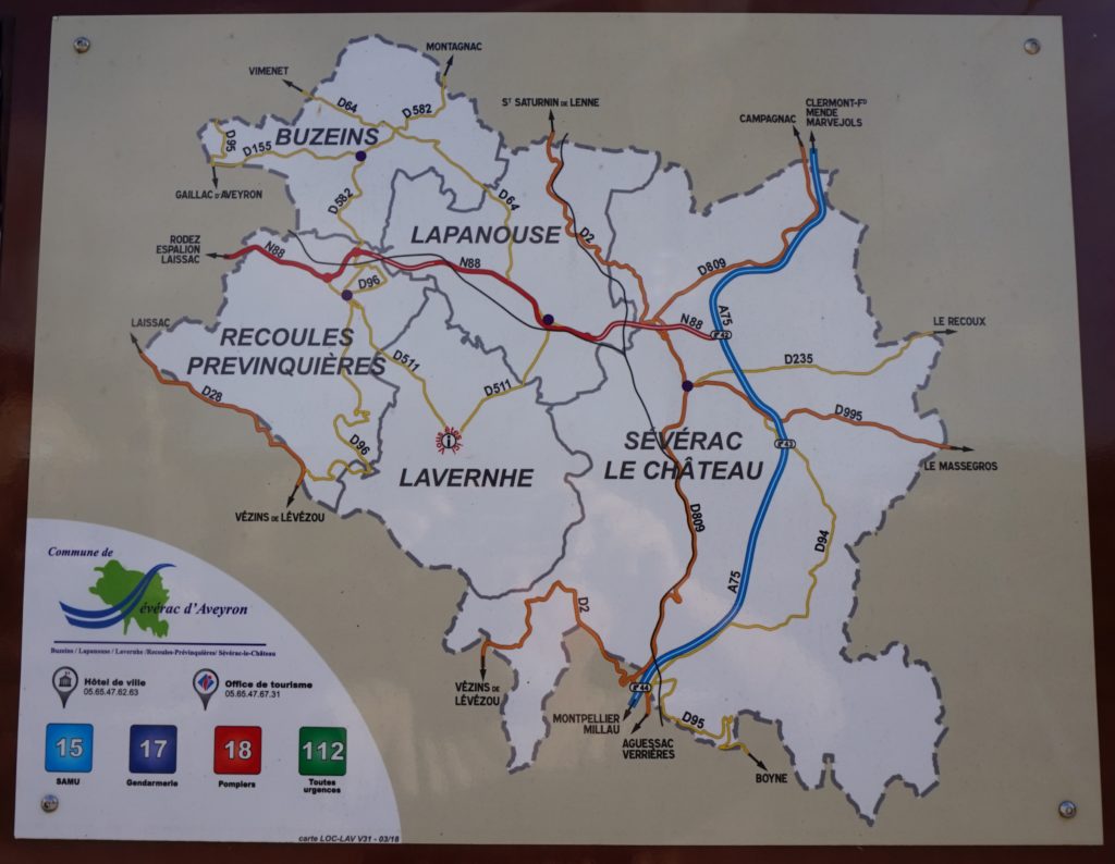 Carte commune nouvelle Séverac d'Aveyron